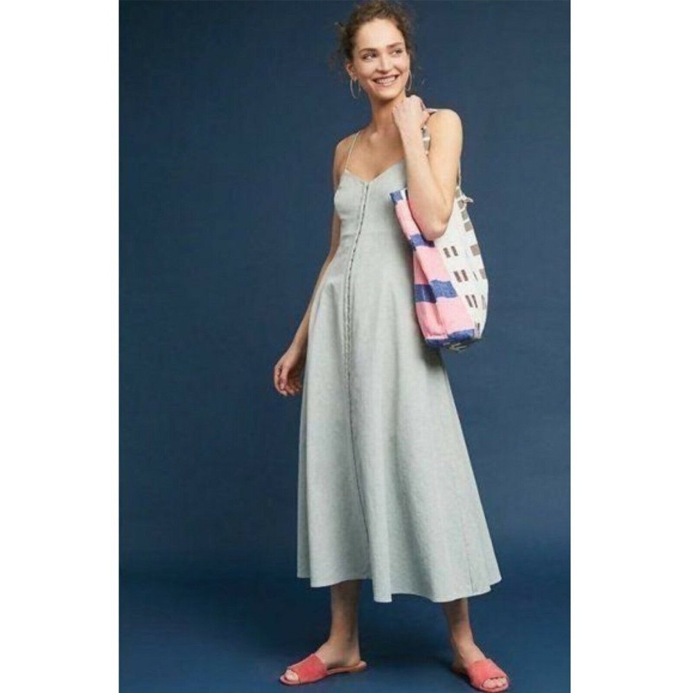 Mara Hoffman Womens Blue Spaghetti Strap Hook And Eye Robyn Dress Size 8 - Picture 8 of 8
